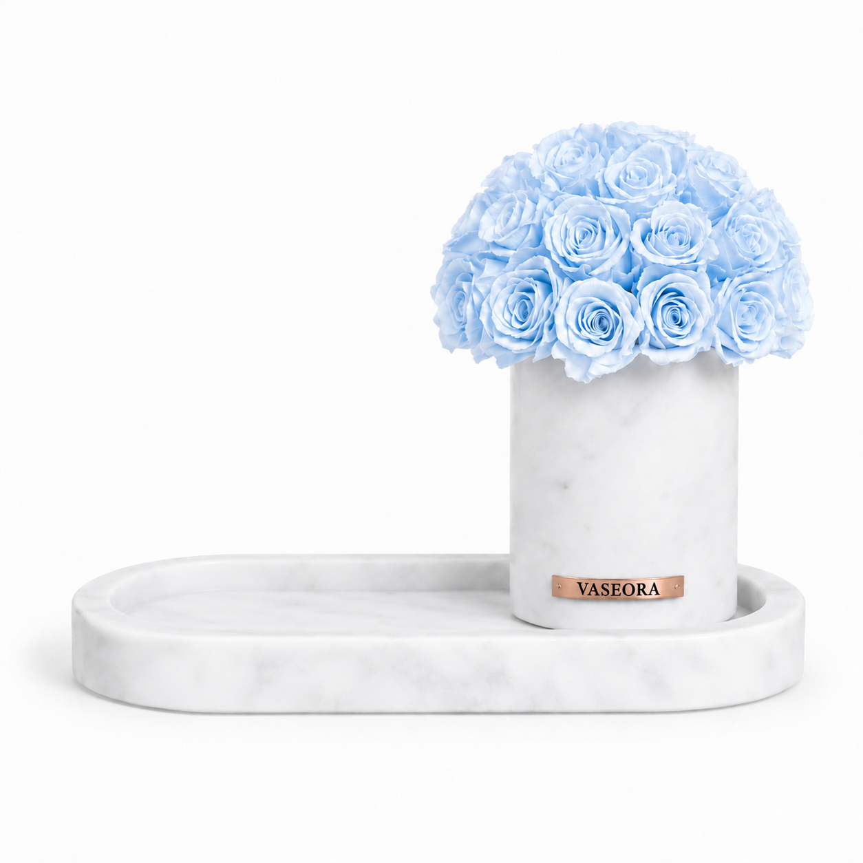 VASEORA Elegance White プリザーブドフラワー ブルー 天然大理石 単体